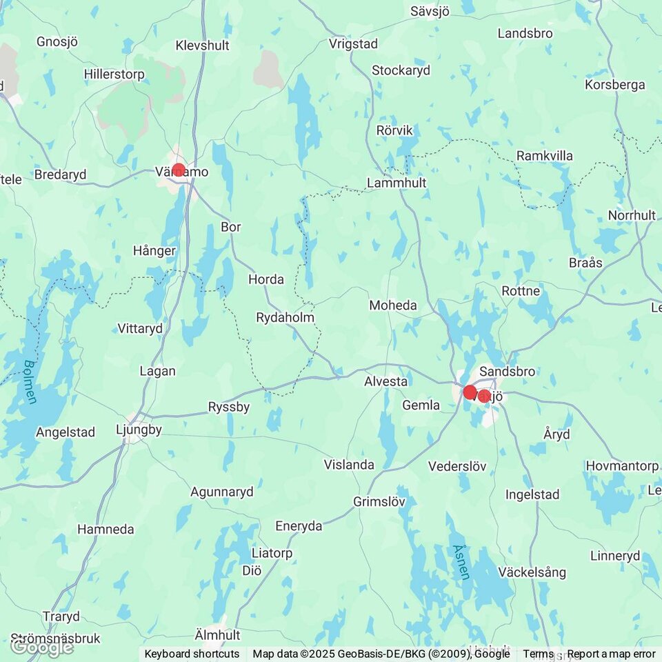 Butiker med rea-varor nära Agunnaryd, Småland