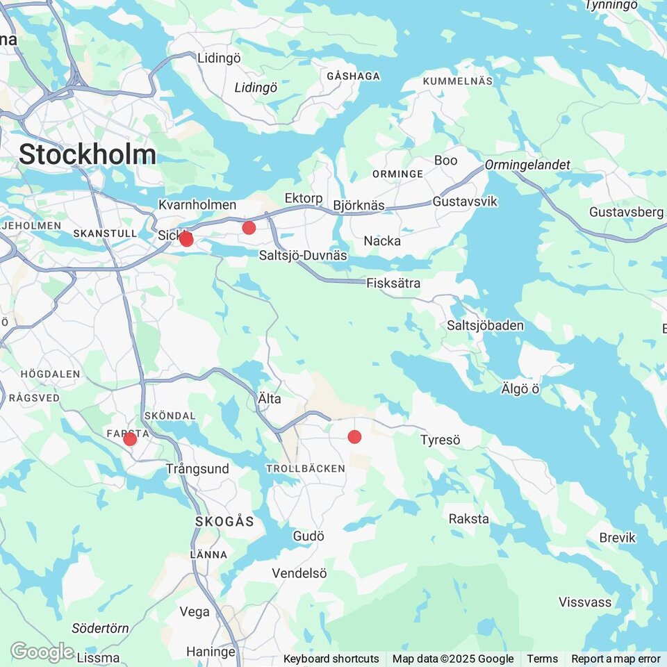 Butiker med rea-varor nära Älgö, Södermanland