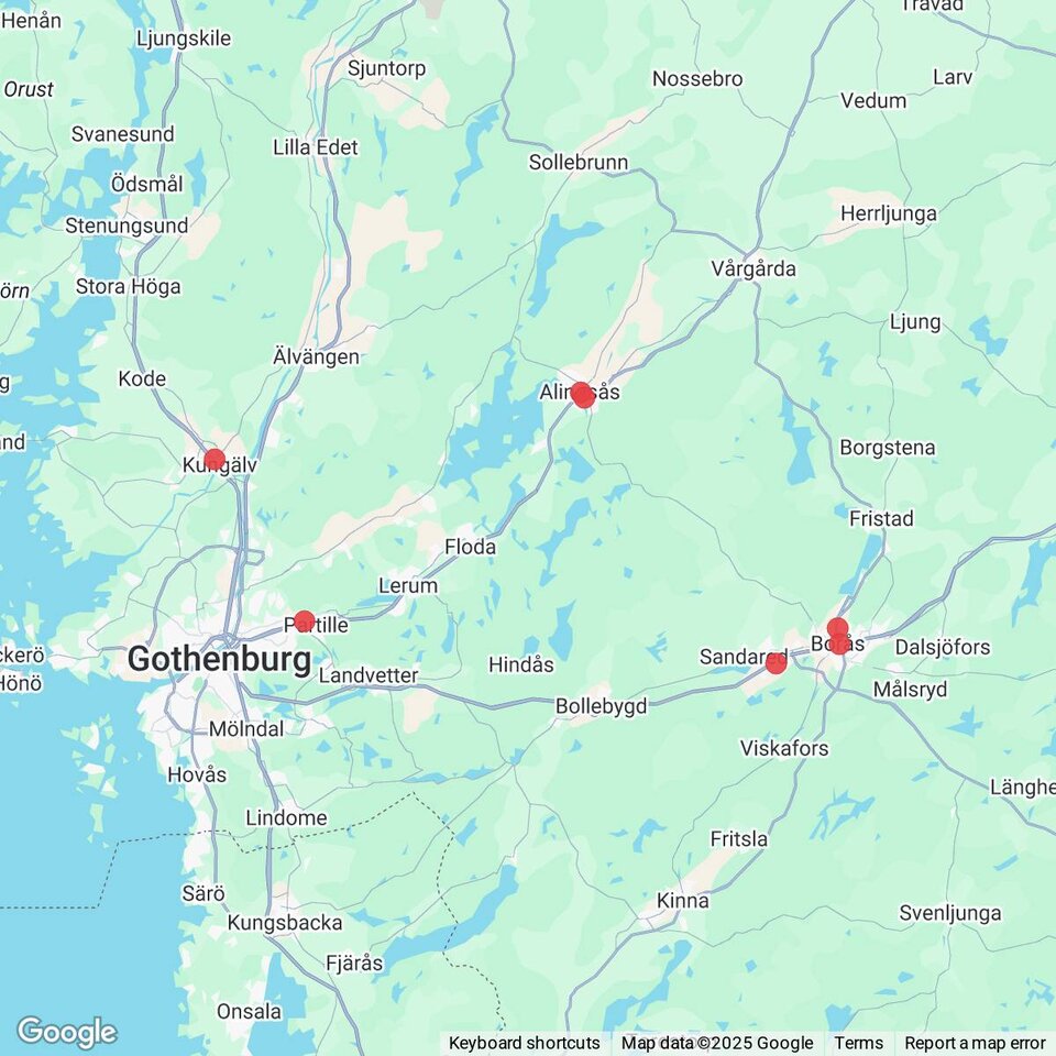 Butiker med rea-varor nära Alingsås, Västergötland