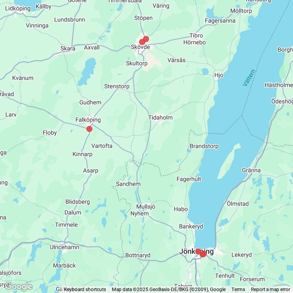 Butiker med rea-varor nära Fagerhult, Västergötland