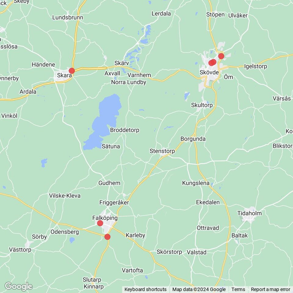 Butiker med rea-varor nära Falköping, Västergötland