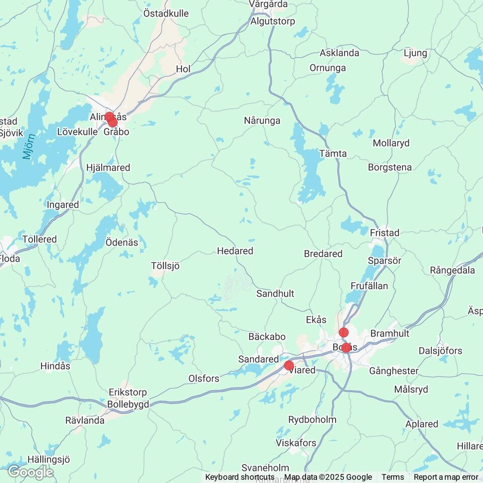 Butiker med rea-varor nära Fristad, Västergötland