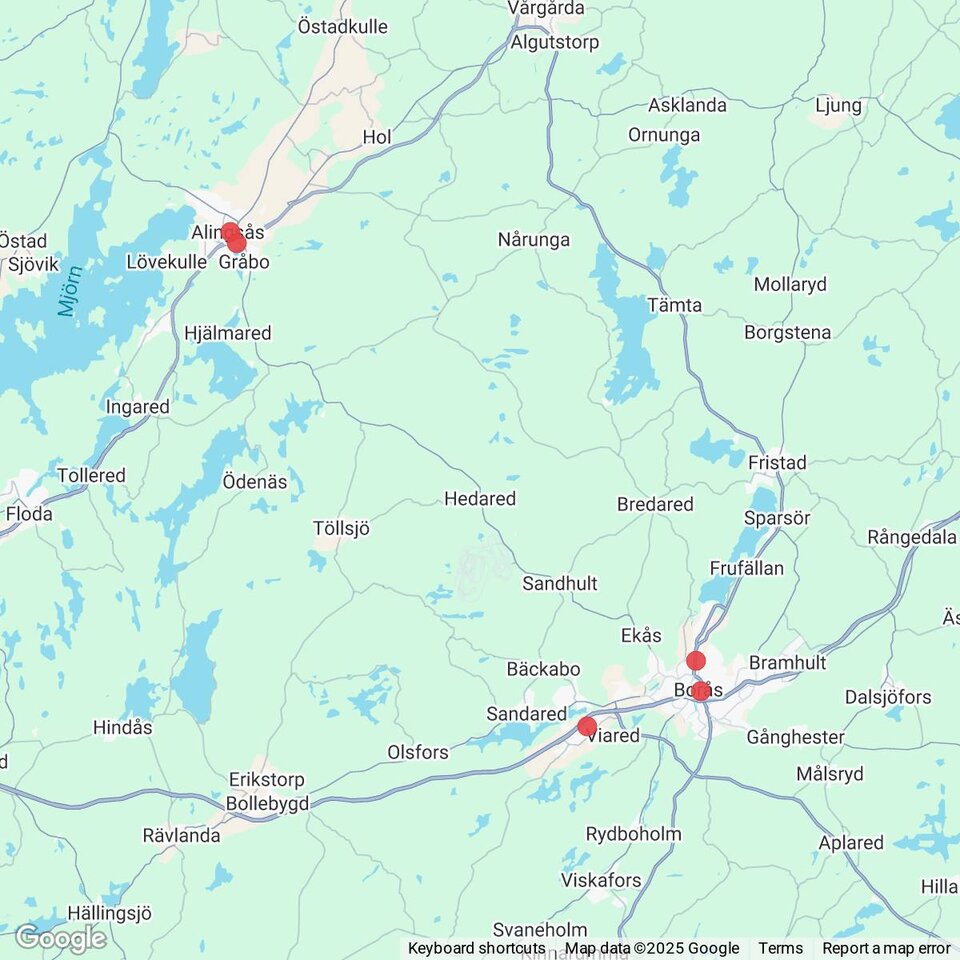 Butiker med rea-varor nära Frufällan, Västergötland