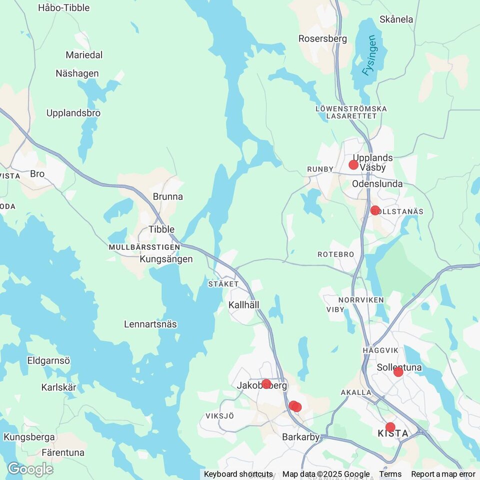 Butiker med rea-varor nära Håbo-Tibble kyrkby, Uppland