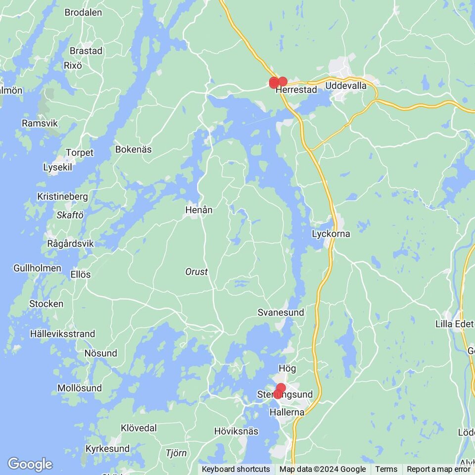 Butiker med rea-varor nära Henån, Bohuslän