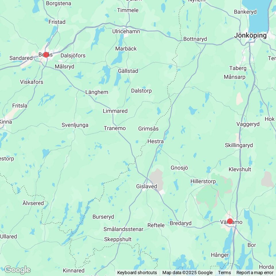 Butiker med rea-varor nära Hestra, Småland