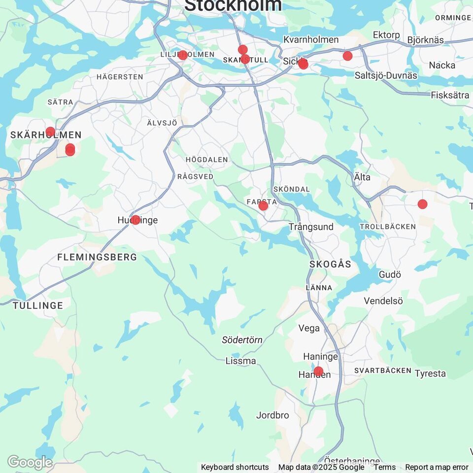 Butiker med rea-varor nära Jordbro, Södermanland