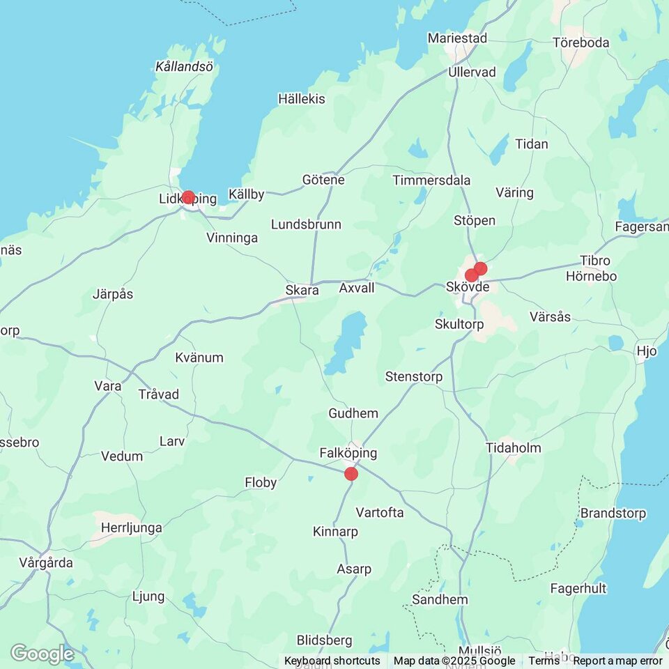 Butiker med rea-varor nära Källby, Västergötland