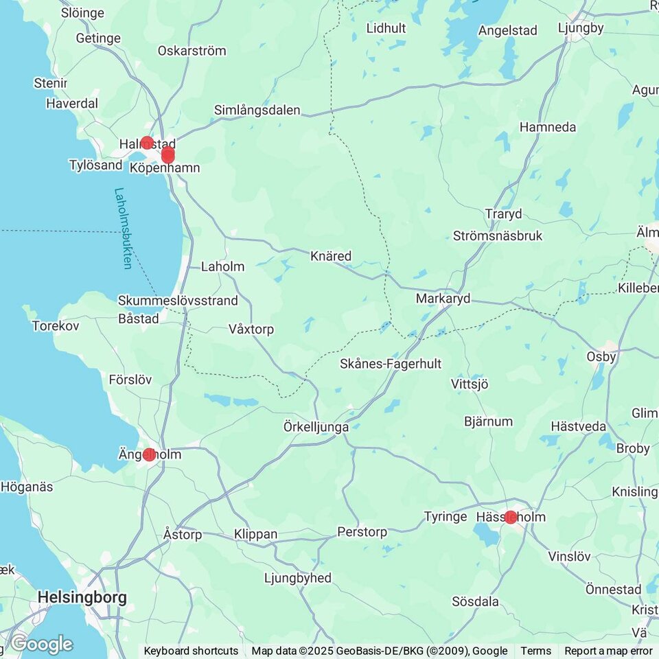 Butiker med rea-varor nära Knäred, Halland