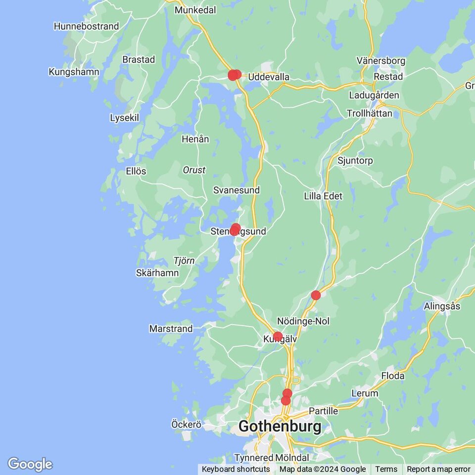 Butiker med rea-varor nära Kyrkesund, Bohuslän