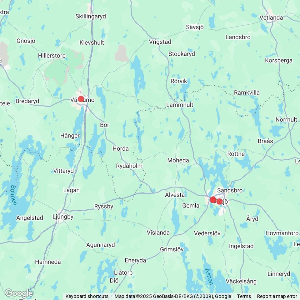 Butiker med rea-varor nära Lammhult, Småland