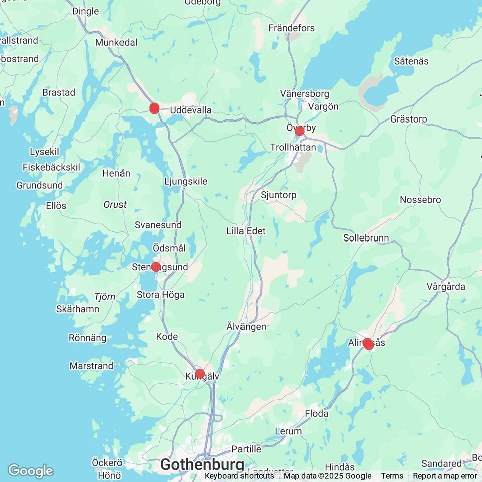 Butiker med rea-varor nära Lilla Edet, Västergötland