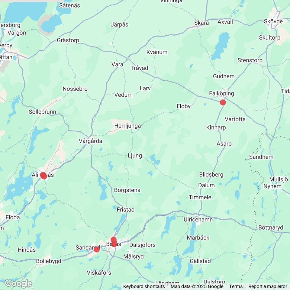 Butiker med rea-varor nära Ljung och Annelund, Västergötland