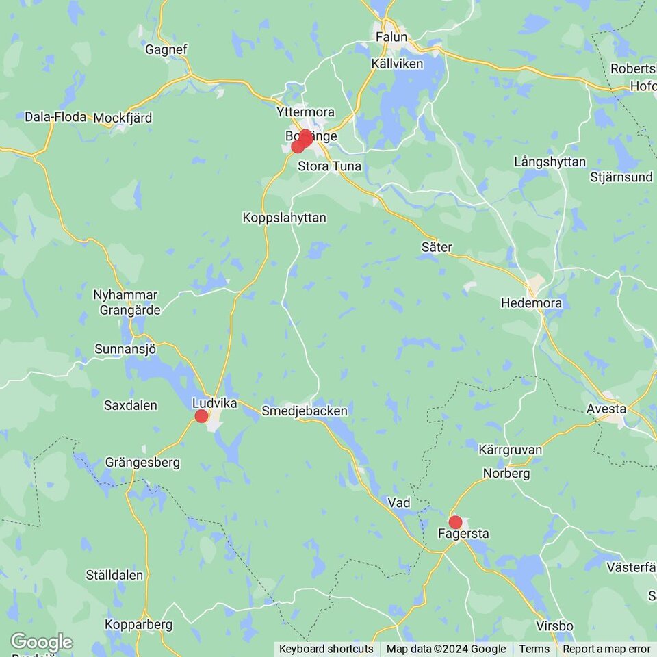 Butiker med rea-varor nära Ludvika, Dalarna