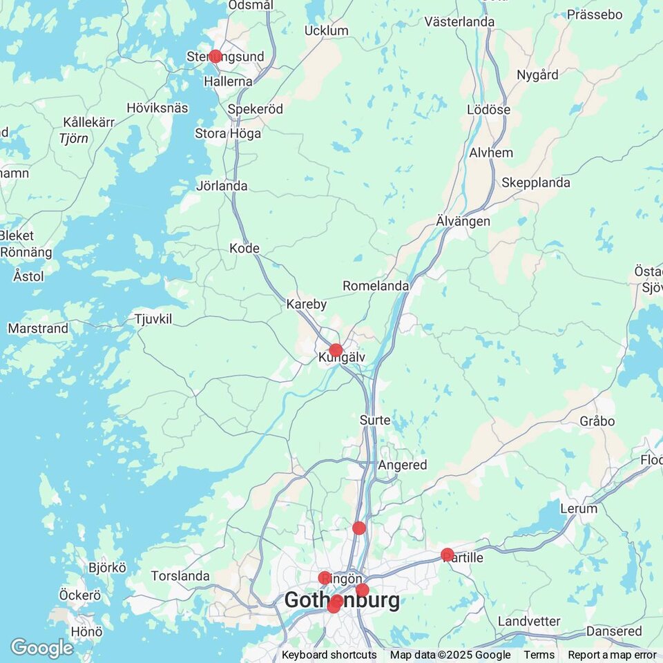 Butiker med rea-varor nära Lundby, Bohuslän