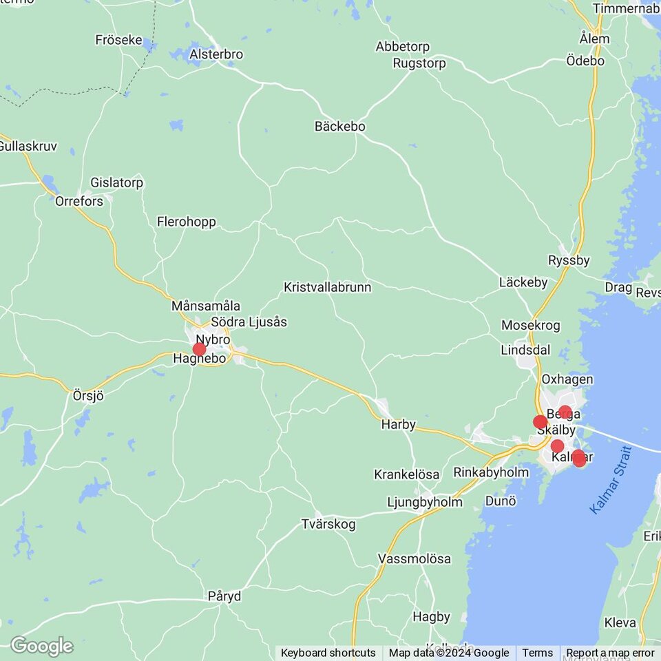 Butiker med rea-varor nära Orrefors, Småland