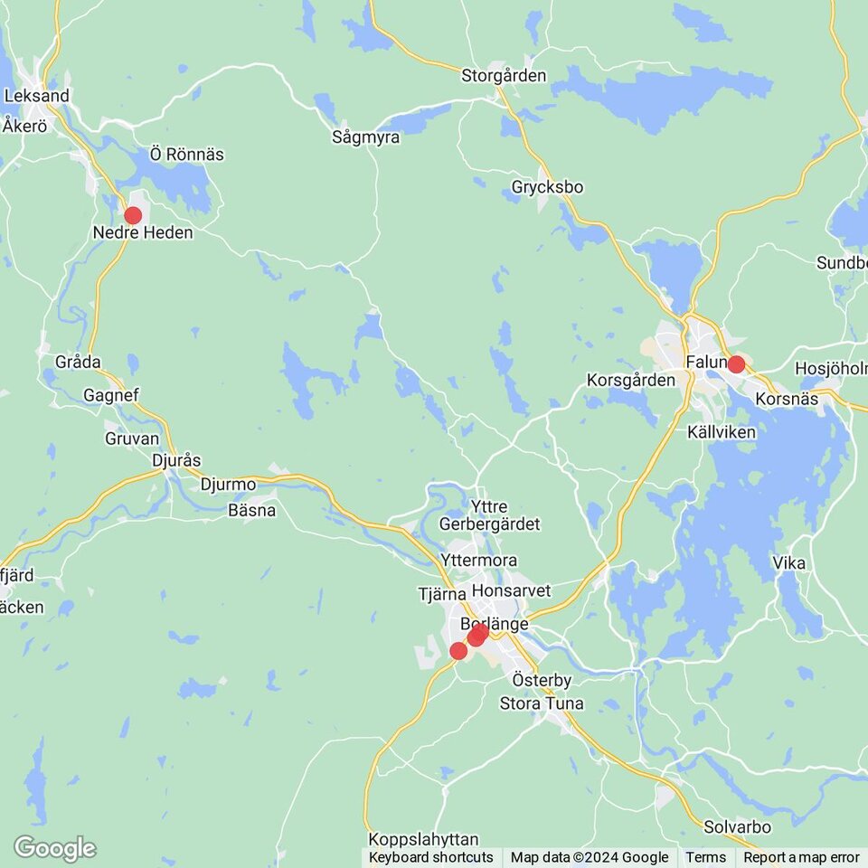 Butiker med rea-varor nära Österå och Hökviken, Dalarna