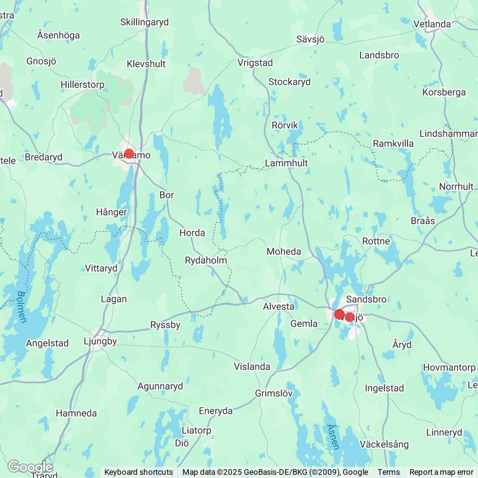 Butiker med rea-varor nära Ryssby, Småland