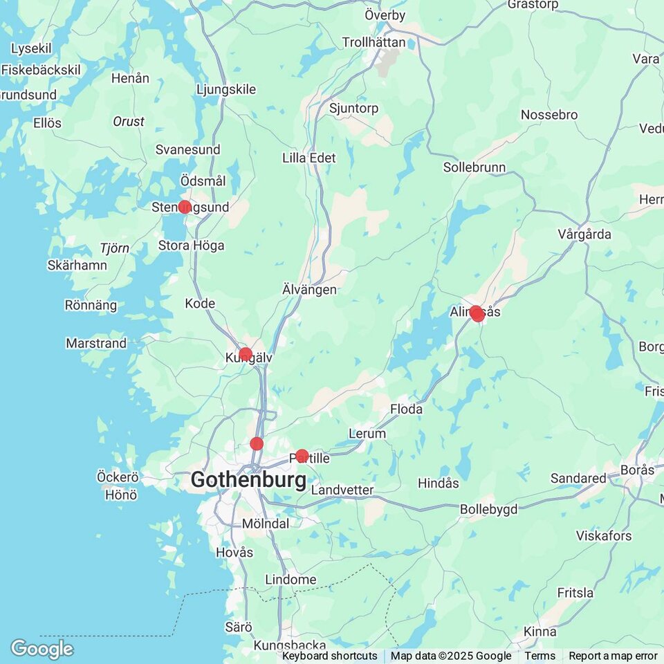 Butiker med rea-varor nära Signehög och Norrmannebo, Bohuslän