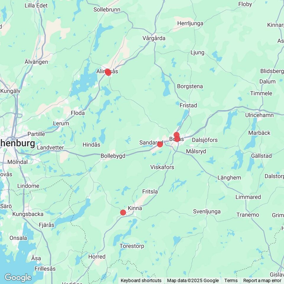 Butiker med rea-varor nära Sjömarken och Viared, Västergötland