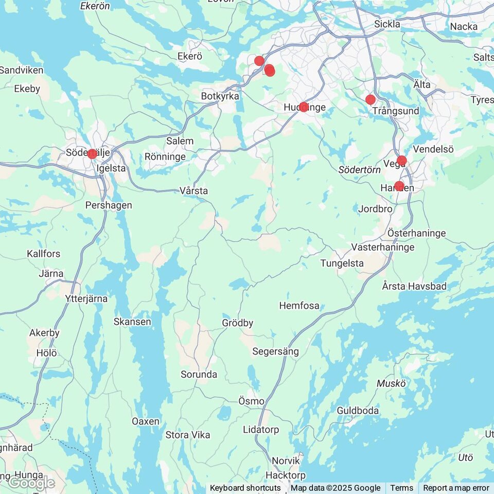 Butiker med rea-varor nära Stora Vika, Södermanland