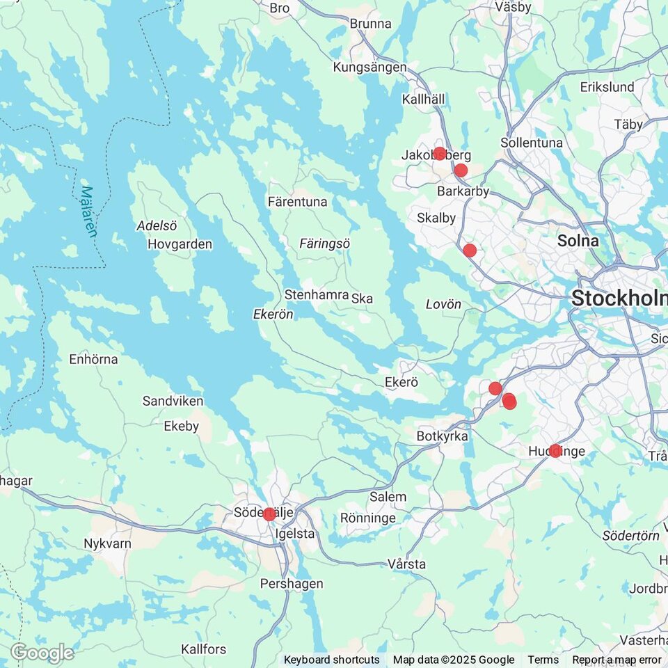 Butiker med rea-varor nära Turinge och Vidbynäs, Södermanland