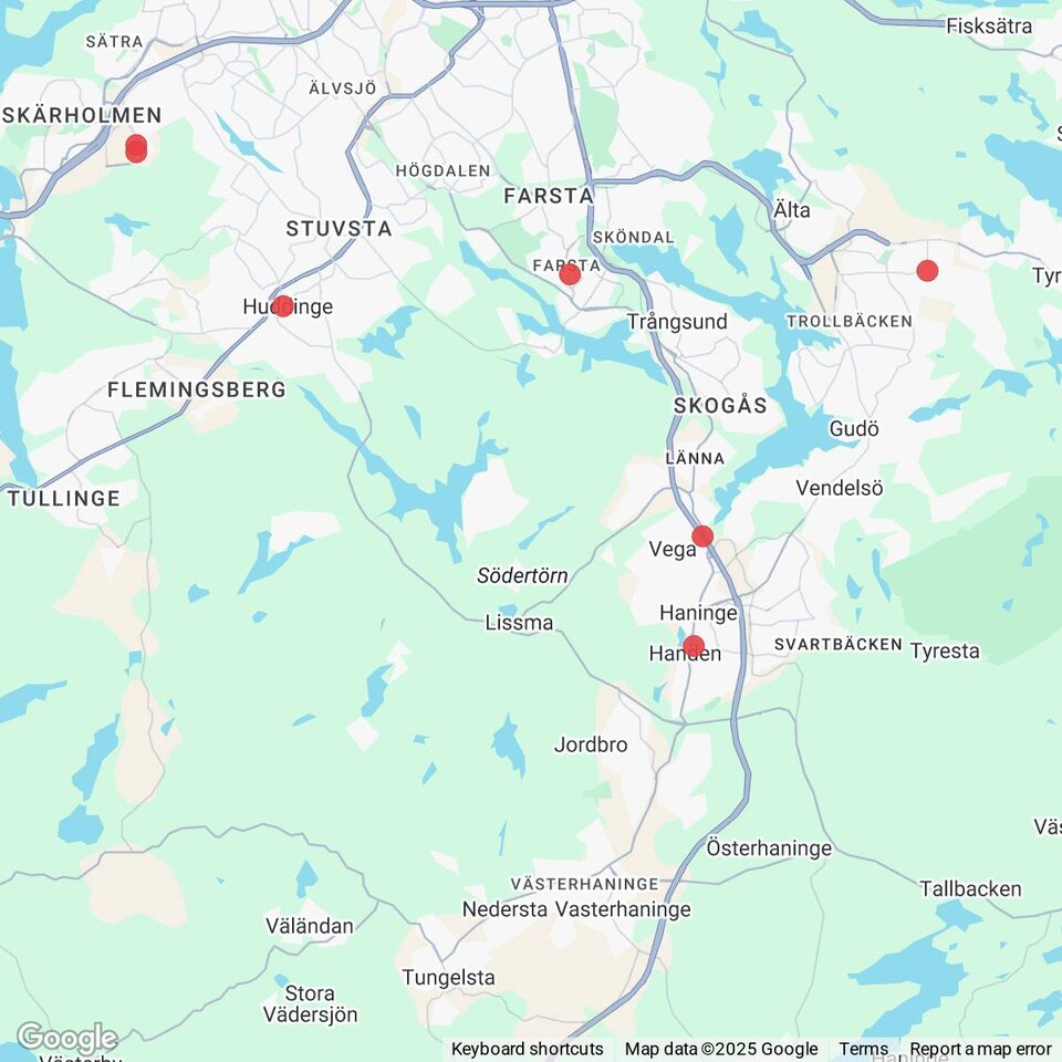 Butiker med rea-varor nära Västerhaninge, Södermanland