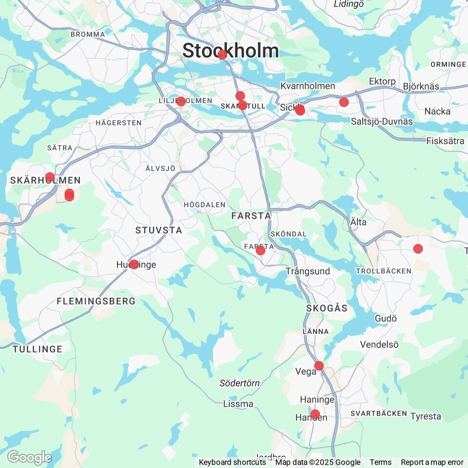 Butiker med rea-varor nära Vidja, Södermanland